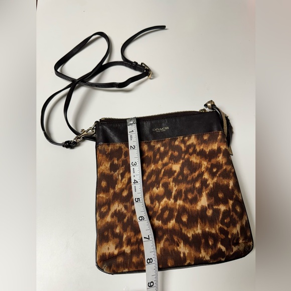 Coach Madison North/South Swing in Ocelot Print Fabric Crossbody Bag - Picture 7 of 14